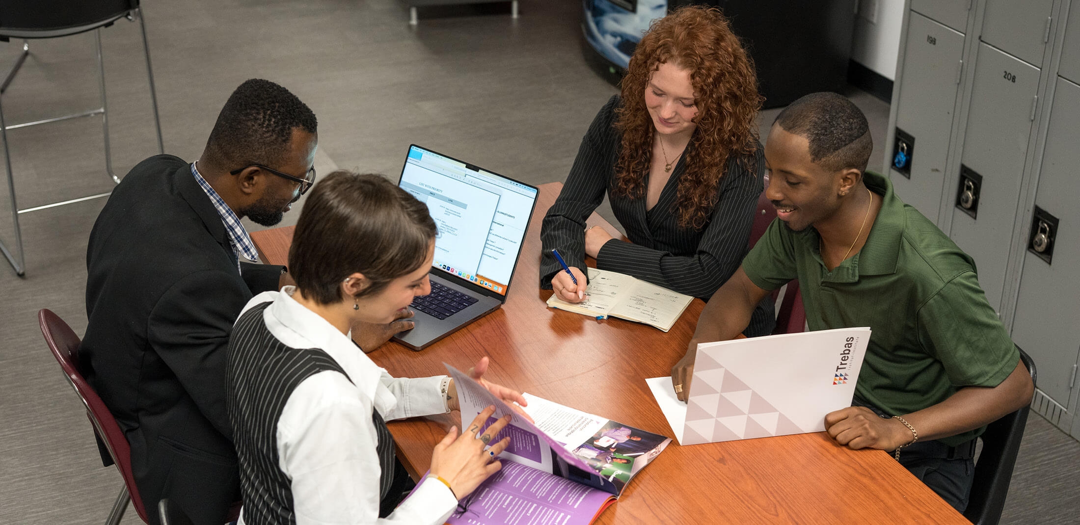 group of students studying in campus